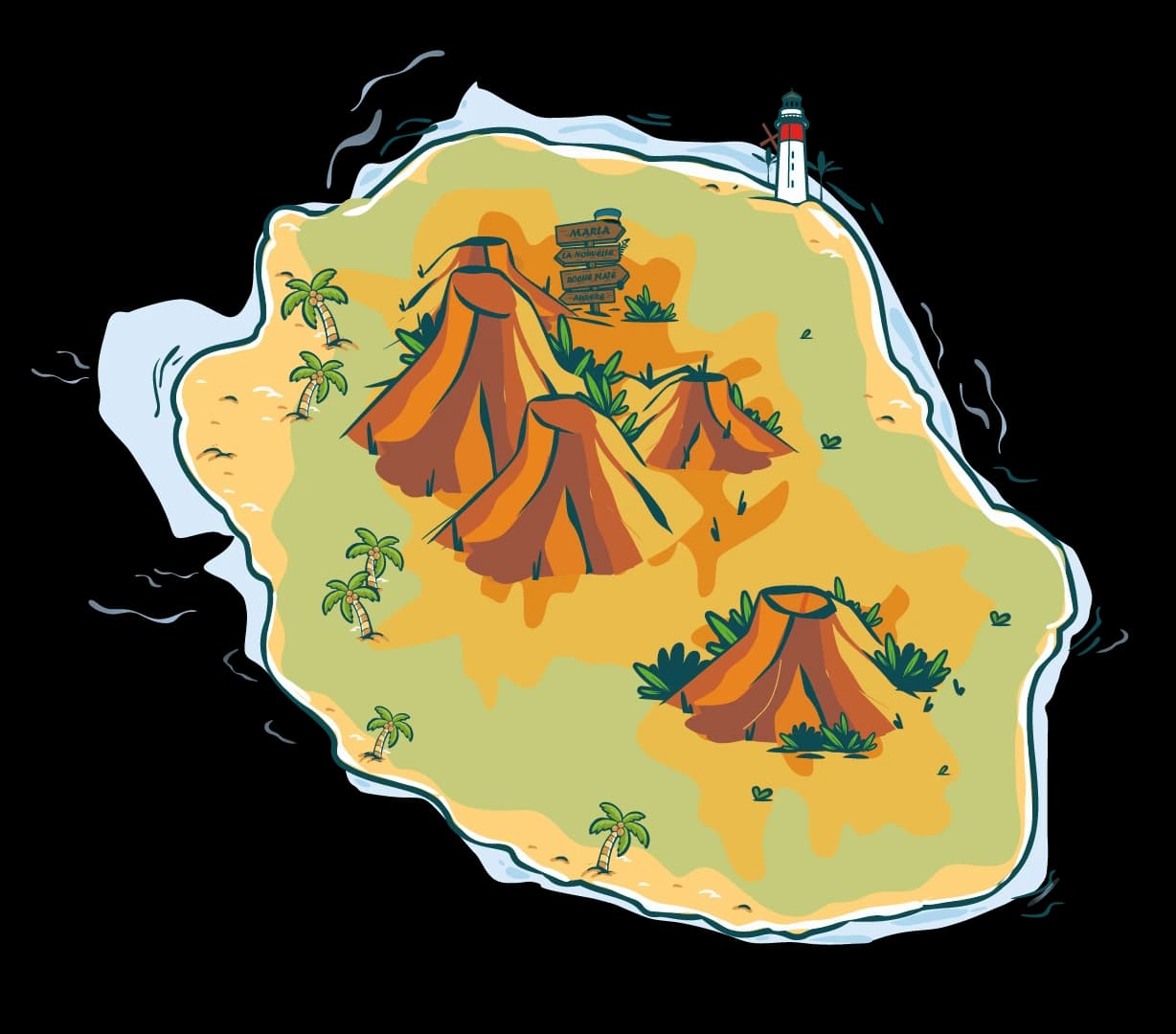 Carte illustrée de La Réunion